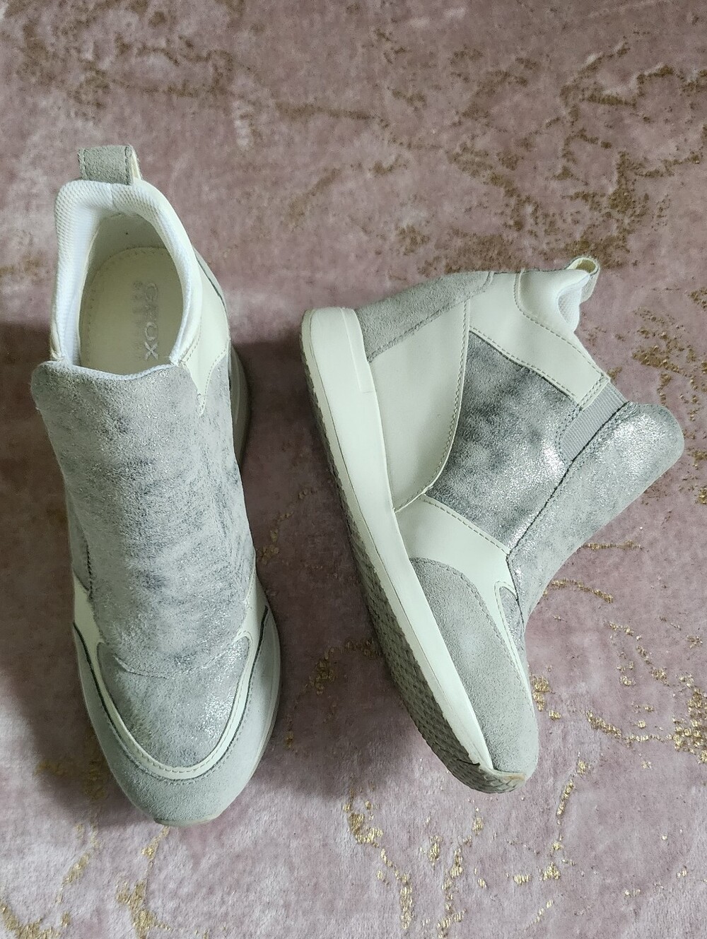 GEOX | Women’s Silver Gray Wedge Sneakers
